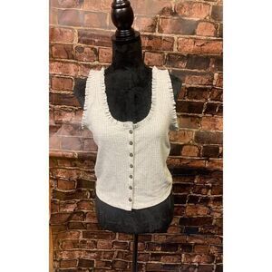 Crop Top  gray tank top ruffle detail‎ SZ M NWT